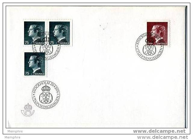 SUEDE 1974  FDC  Roi Carl XVI Gustaf   Mi Nr 750-1 - FDC