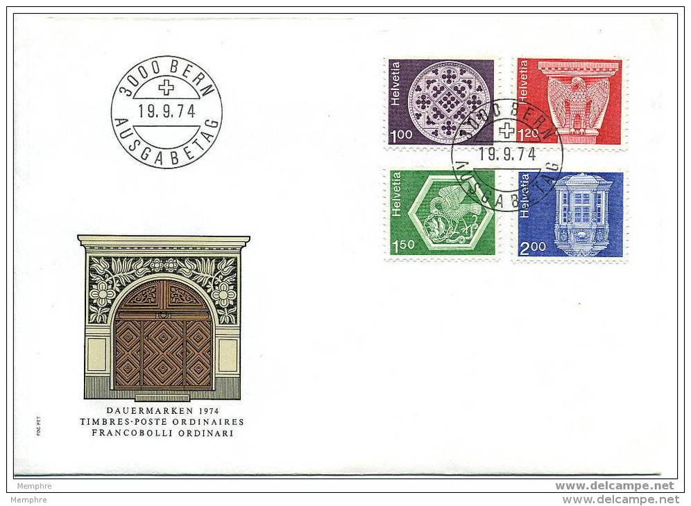 SUISSE FDC 1974  Architecture Et Artisanat 4 Valeurs Zum 534, 536, 538, 541 - FDC