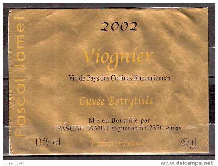 Etiquette Viognier 2002, Jamet Pascal - Côtes Du Rhône
