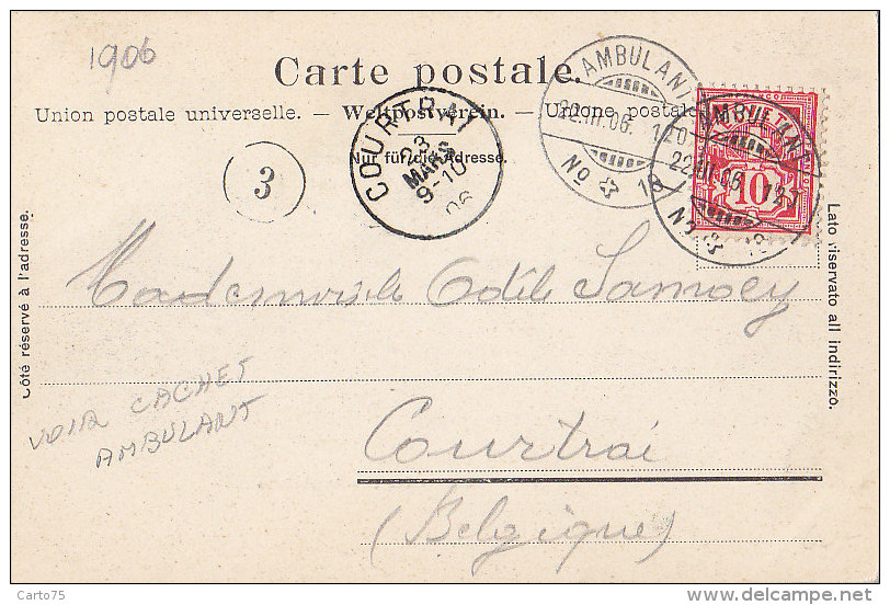 Suisse - Olten - Pont Couvert Entrée De La Ville - Aarebrücke - Postal Marks Ambulant Courtrai 1906 - Olten