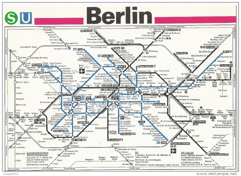 S / U - BAHN NETZ BERLIN     BRD + DDR   #DOP - Metro