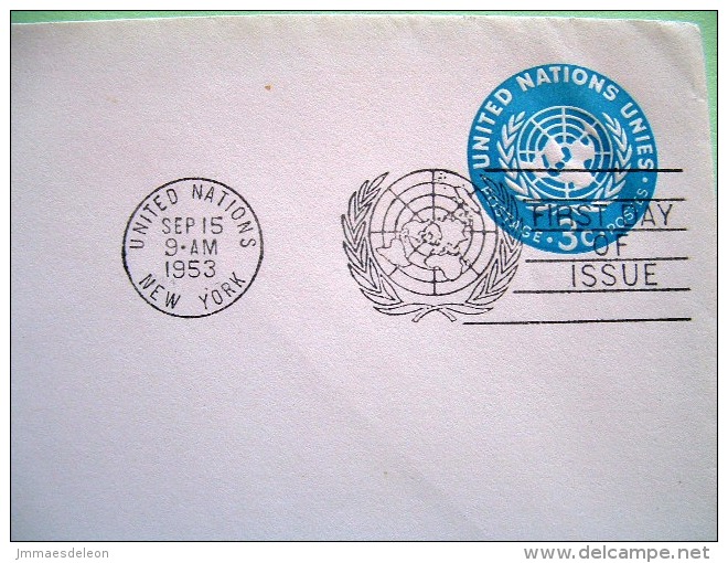 United Nations New York 1953 FDC Pre Paid Enveloppe - UN Flag - Cartas & Documentos