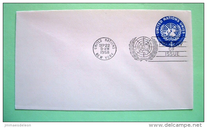 United Nations New York 1958 FDC Pre Paid Enveloppe - UN Flag - Cartas & Documentos