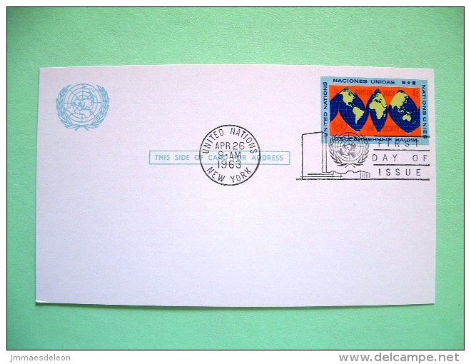 United Nations New York 1963 FDC Pre Paid Card - Map - Covers & Documents
