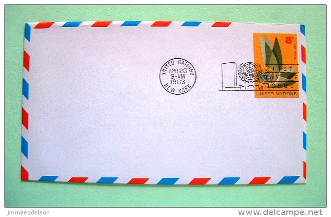 United Nations New York 1963 FDC Pre Paid Enveloppe - UN Emblem - Storia Postale