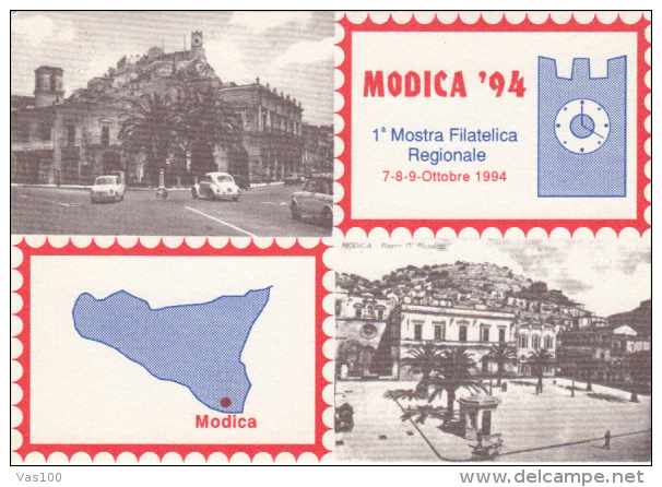 CPA MODICA- SQUARE, CAR, MAP - Modica