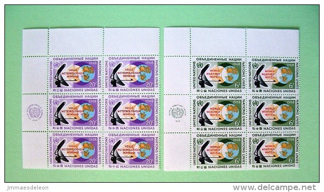 United Nations New York 1968 MINT Stamps With Date - Weather Meteorology Radar Radarscope - Scott 188-189 - X6 = 3.00 $ - Neufs