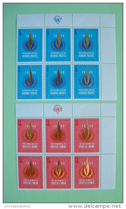 United Nations New York 1968 MINT Stamps With Date - Human Rights Flame - Scott 190-191 - X6 = 2.40 $ - Unused Stamps