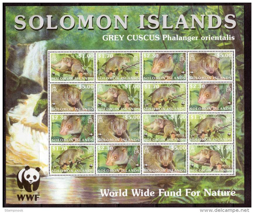 Solomon Islands Scott  927-930 WWF Grey Cus Cus Bird Sheetlet  Mint NH  VF           2/14 - Solomon Islands (1978-...)