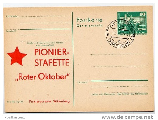 DDR P79-7-76 C35 Postkarte ZUDRUCK Pionierstafette Wittenberg Pionierpostamt 1976 - Private Postcards - Used