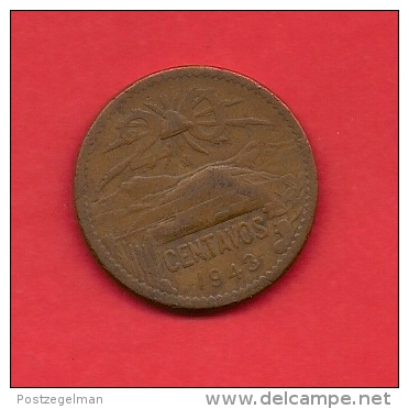 MEXICO, 1943, XF Circulated Coin, 20 Centavos, Bronze Km439, C1799 - Mexique