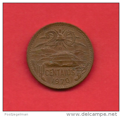 MEXICO, 1970, XF Circulated Coin, 20 Centavos, Bronze Km440, C1800 - Mexique