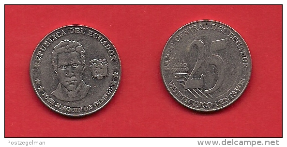 ECUADOR, 2000-2005, VF Circulated Coin, 25 Centavos,   C1806 - Ecuador