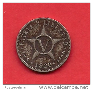 CUBA, 1920, VF Circulated Coin, 5 Centimos, .opper Nickel  KM 11,  C1824 - Cuba