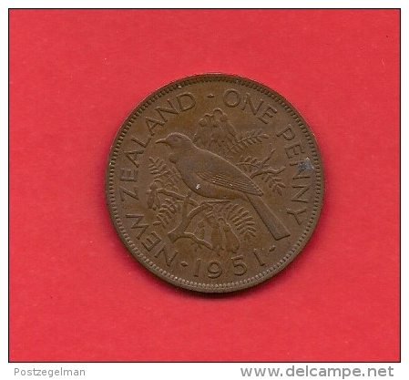 NEW ZEALAND, 1951, XF Circulated Coin, 1 Penny,  Km13,  C1853 - Nieuw-Zeeland