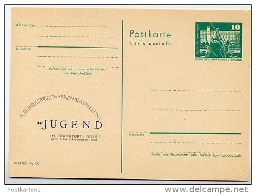 DDR P79-31-80 C125 Postkarte PRIVATER ZUDRUCK Jugend-Ausstellung Frankfurt/Oder 1980 - Cartes Postales Privées - Neuves