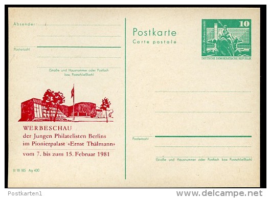 DDR P79-2a-81 C138-a Postkarte ZUDRUCK Pionierpalast Berlin 1981 - Cartes Postales Privées - Neuves