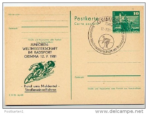 DDR P79-29b-81 C161-b Postkarte PRIVATER ZUDRUCK Radsport Grimma Sost. 1981 - Private Postcards - Used