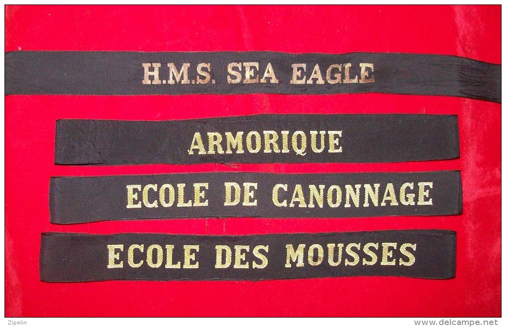 Marine Lot Légende Bachi Armorique, école De Canonnage, école Des Mousses, H.M.S. Sea Eagle - Marinera
