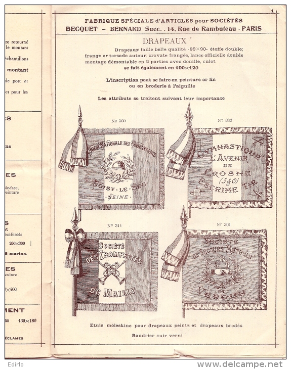 Catalogue Fabique De Drapeaux Bequet Bernard - 1925/1930 - 8pages Dont Deux Couverture Couleur, TB - Flaggen