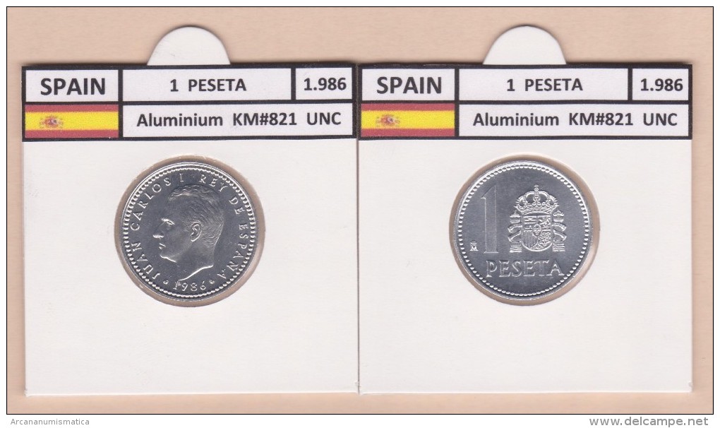 SPAIN /JUAN CARLOS I    1 PESETA  1.986  Aluminium  KM#821   UNCirculated  T-DL-9376 - 1 Peseta