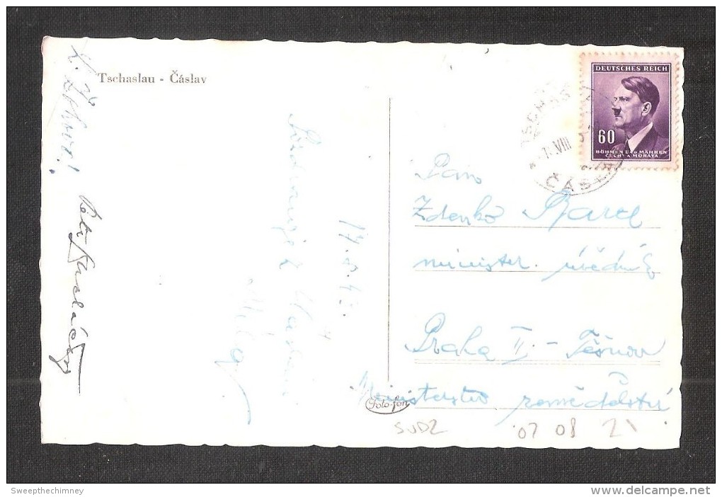 TCHEQUIE  ?? TSCHASLAU CASLAV TSCHASLAU  POSTMARK + GERMAN STAMP Gelaufen Used 1943 ??? - Repubblica Ceca