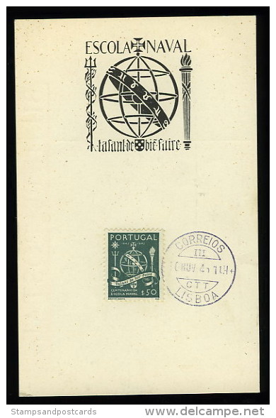 Portugal Carte Maximum Ecole Navale 1945 Maxicard Navy School - Maximumkarten (MC)