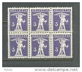 1924 - 1933 SWITZERLAND DEFINITIVES BLOCK OF 6 MICHEL: 199 MNH ** - Neufs