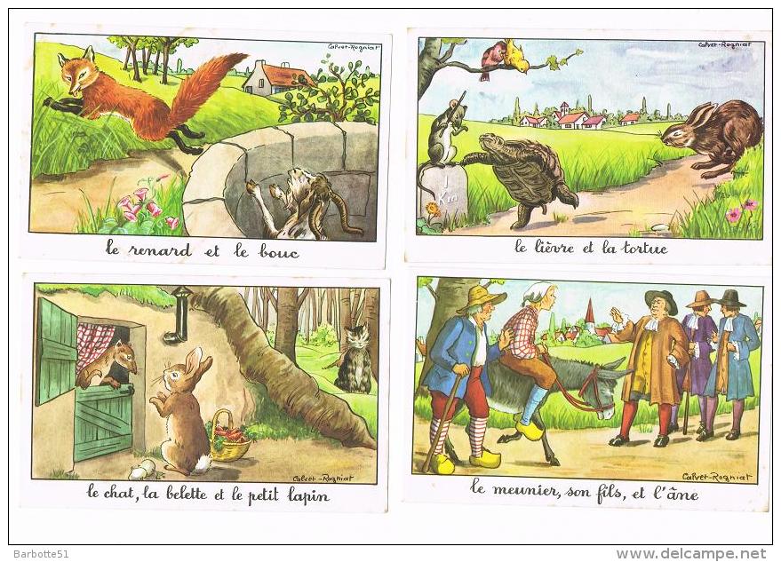 Images Bon Point: éditions éducatives  Fables De La Fontaine 6 Images Signées Calvet-Rogniat -voir Scans Et Description - Autres & Non Classés