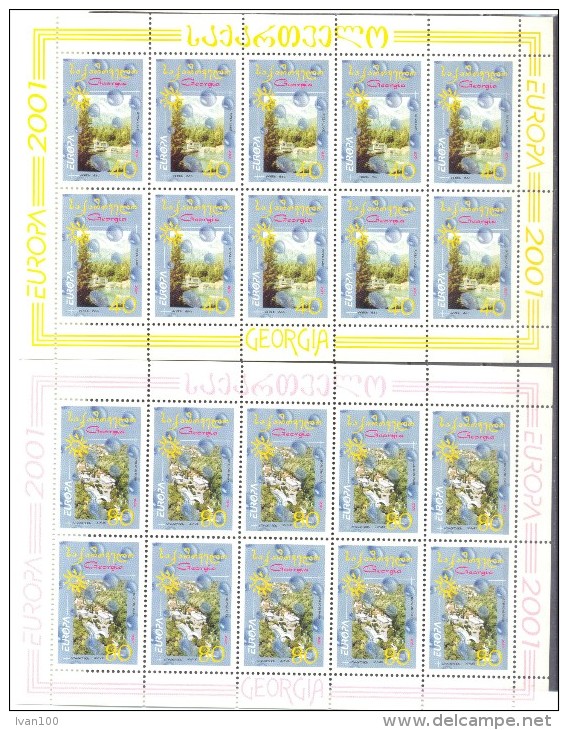 2001. Georgia, Europa 2001, 2 Sheetlets, Mint/** - Géorgie