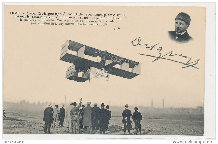 AVIATION )) Léon DELAGRANGE à Bord De Son Aéroplane N° 3 - Aviatori