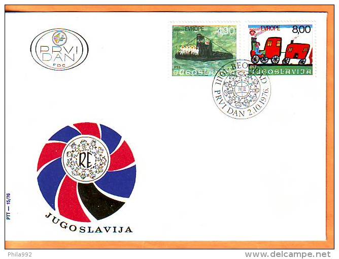 Yugoslavia 1976 Y FDC Children Joy Of Europe Mi No 1664-65 Postmark Beograd 02.10.1976. - FDC