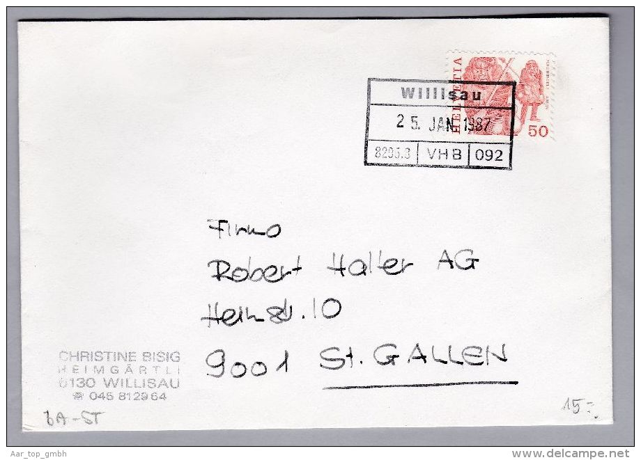 Heimat LU WILLISAU 1987-01-25  Bahnstations -Stempel - Brief Nach St. Gallen - Covers & Documents