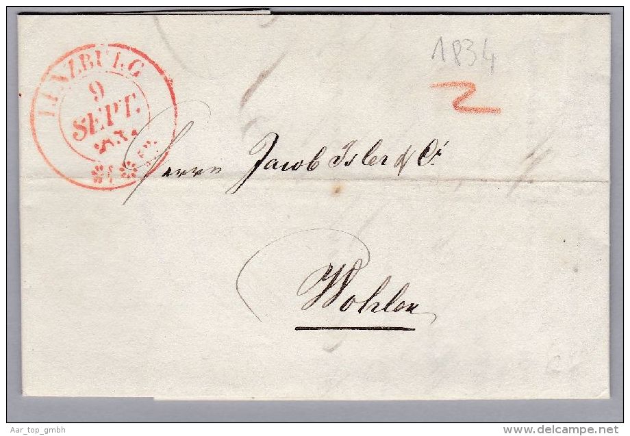 Heimat AG LENZBURG 1834-09-09 Brief Nach Wohlen - ...-1845 Vorphilatelie