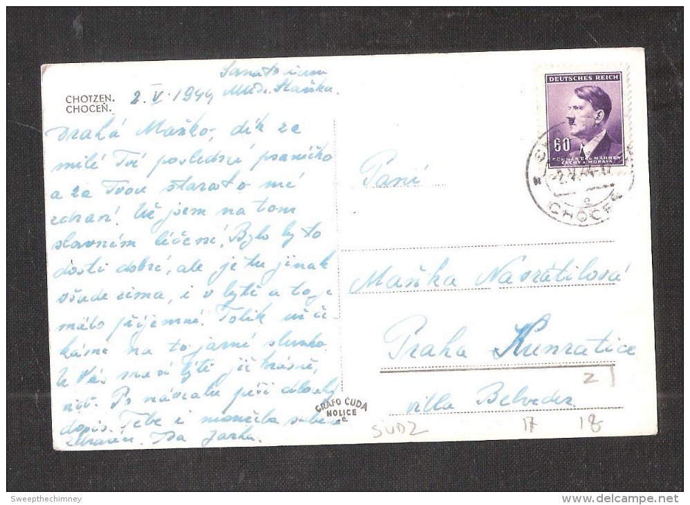 TCHEQUIE  TSCHASLAU Chotzen Chocen POSTMARK + GERMAN STAMP Gelaufen Used - Repubblica Ceca