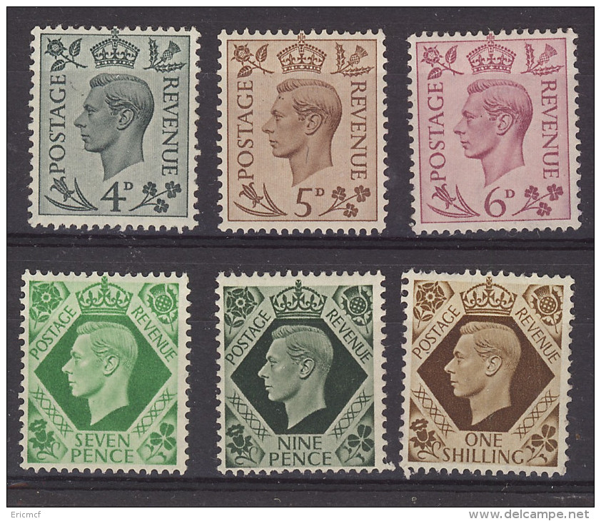 GB KG6 1937-47 Selection To 1s MLH(*) - Unused Stamps