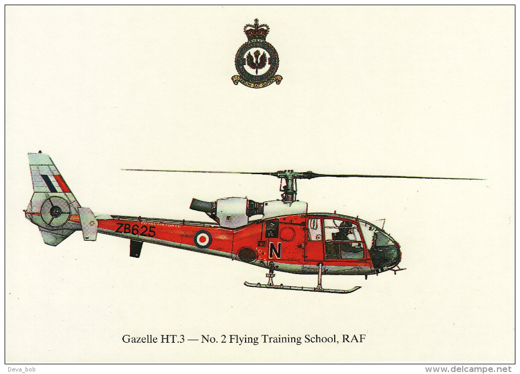 Aircraft Postcard Gazelle HT.3 Helicopter 2 Flying Training School RAF Shawbury - Elicotteri