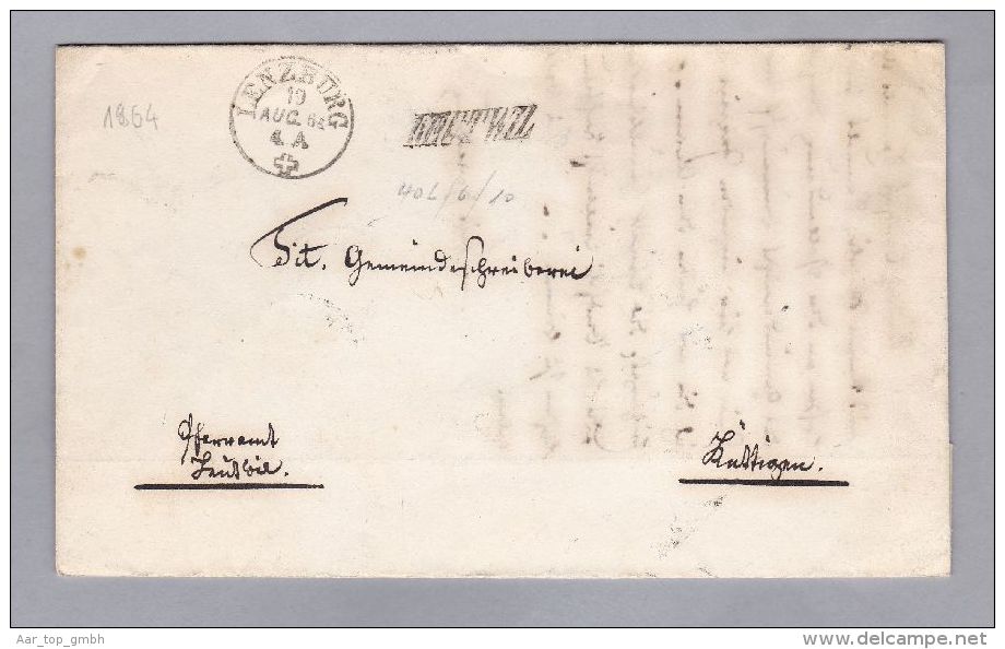 Heimat AG LEUTWIL 1864-08-19 Lang-Stempel B.O.M. Nach Küttigen - ...-1845 Precursores