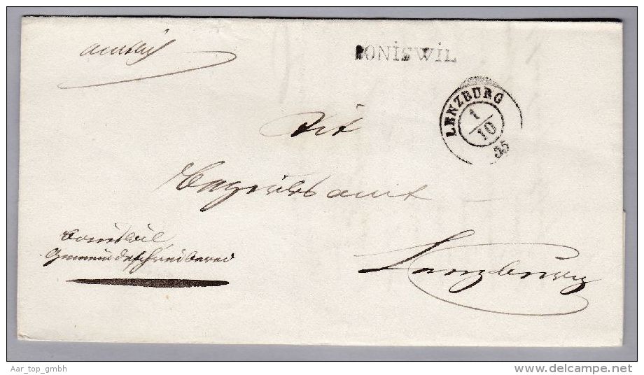 Heimat AG BONISWIL 1855-10-01 Amtlich Brief Nach Lenzburg - ...-1845 Prefilatelia