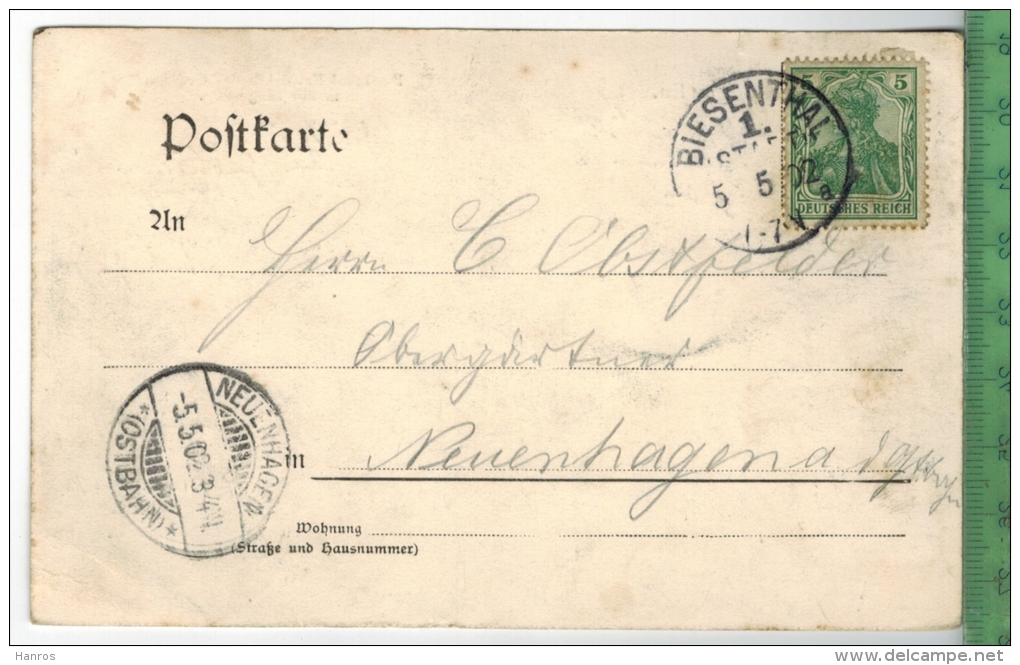Gruss Aus Berlin 1902, Verlag: ---, POSTKARTE Mit Frankatur, Mit 2 X  Stempel, BIESENTHAL 5.5.02 Nach NEUENHAGEN - Biesenthal