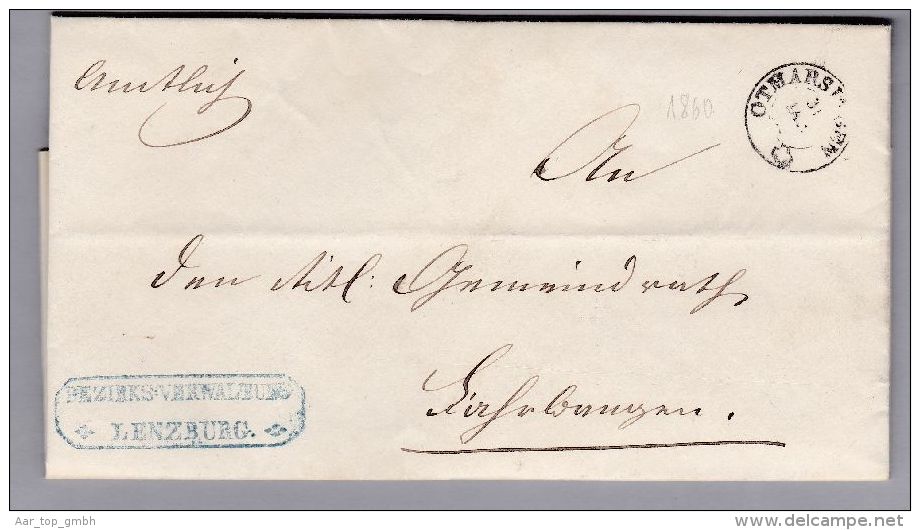 Heimat AG OTHMARSINGEN 1860-01-30 Amtlich Brief Nach Fahrwangen B.O.M. - 1843-1852 Federal & Cantonal Stamps