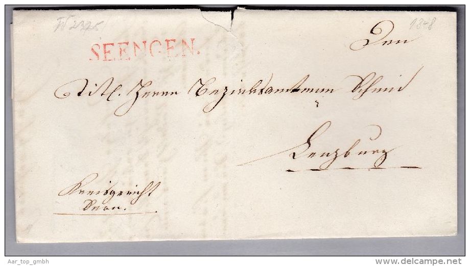 Heimat AG SEENGEN 1848-02-06 Rot Langstempel Brief Nach Lenzburg - ...-1845 Vorphilatelie