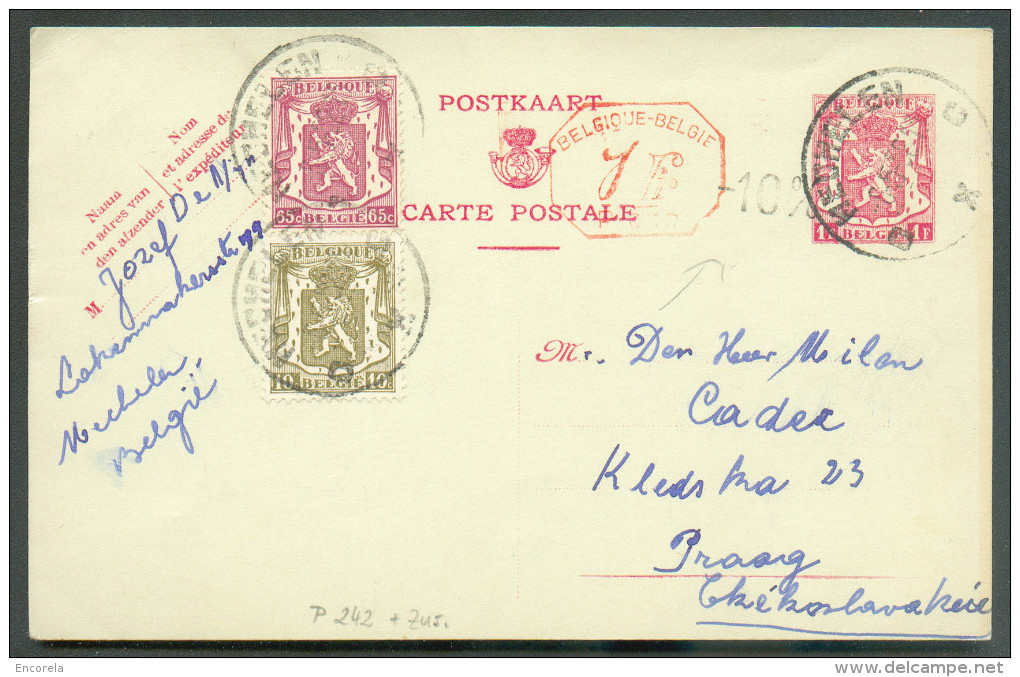 E.P. Carte 1Fr + 1 Fr (F.C/10) + Timbres Complémentaires Avec Surcharge -10% Totalement Déplacée Sur La Gauche, Obl. Sc - Tarjetas 1934-1951