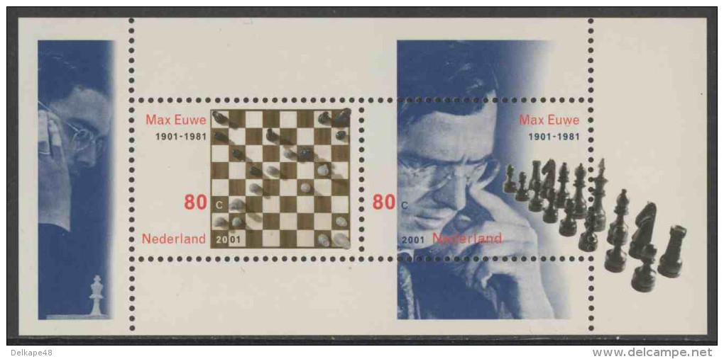 Nederland Netherlands Pays Bas 2001 B 68 - Mi 1872 /3 ** Chess Board + Max Euwe (1901-1981) Chess Player /Schach - Ungebraucht