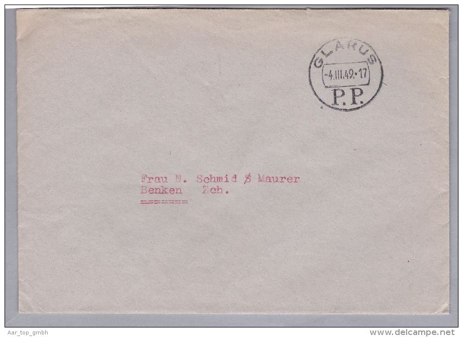 Heimat GL GLARUS P.P. 1949-03-04 Brief Nach Benken - Brieven En Documenten