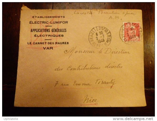 LETTRE FRANCE (x Scans)   LE CANNET DES MAURES POUR NICE   ETS  ELECTRIC LUMIFOR  1949 - 1921-1960: Période Moderne