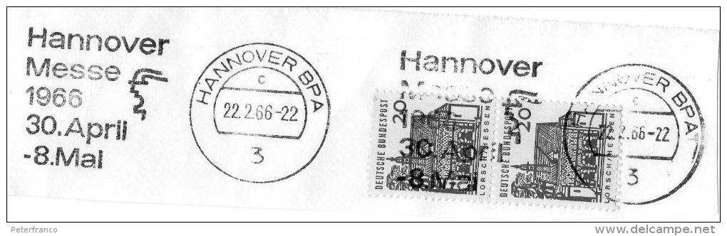 1966 Germania - Fierra Di Hannover (annullo Su Frammento) - R- & V- Vignette