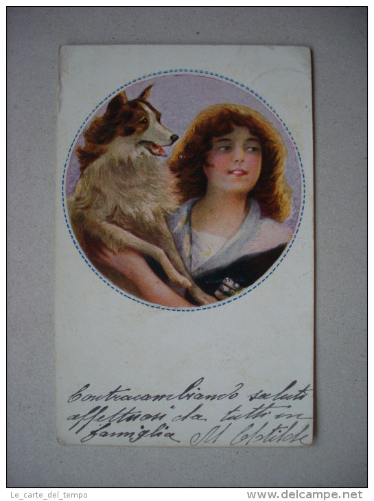 Cartolina C. MONESTIER (lady And Dog) 1917 - Monestier, C.