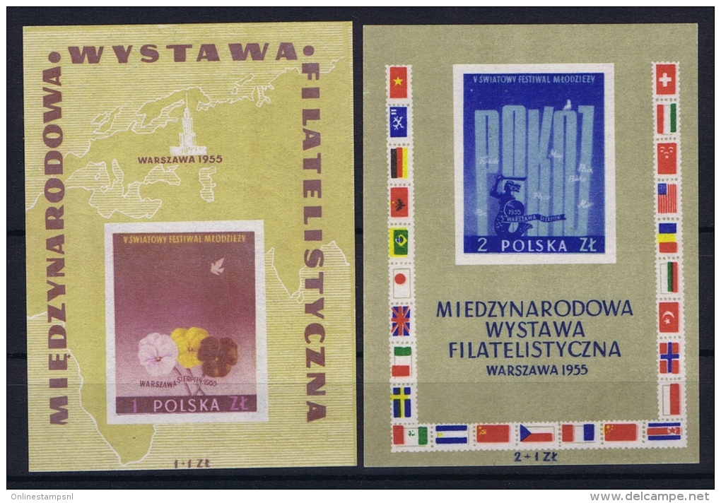 Poland: Mi  Blocks 17 + 18   MNH/**  1955 - Blokken & Velletjes