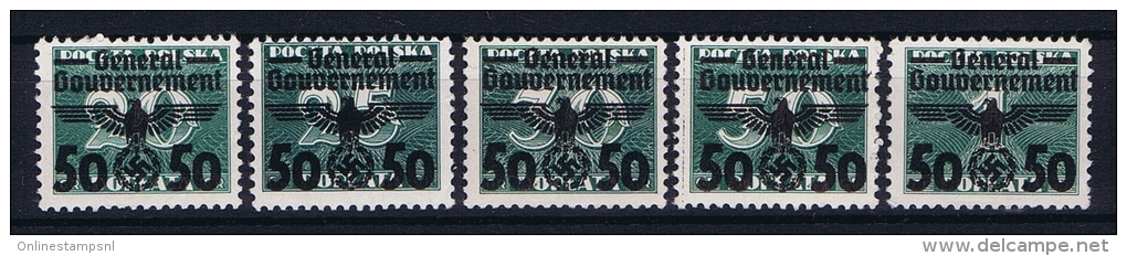 Deutsche Reich: Generalgouvernement Mi Portomarken 35 - 39 MNH/** - Besetzungen 1938-45